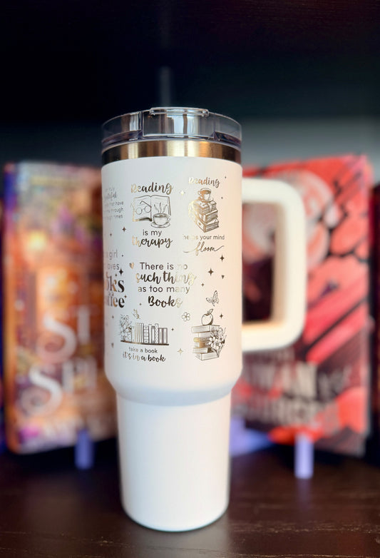 Thermal mug "Just a girl who loves books & coffee"