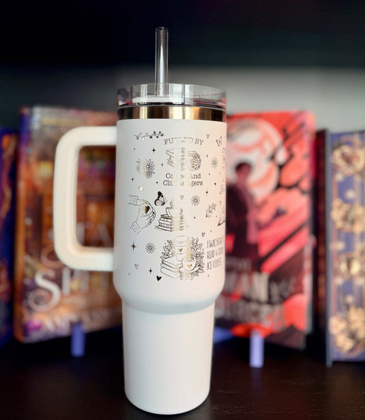 "All I need is my books & coffee" thermal mug
