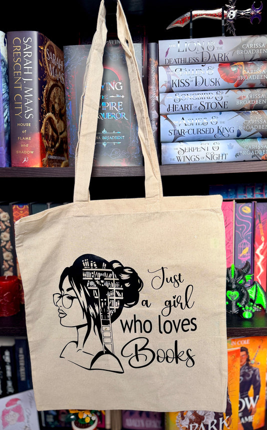 Stofftragetasche "Just a girl who loves books"