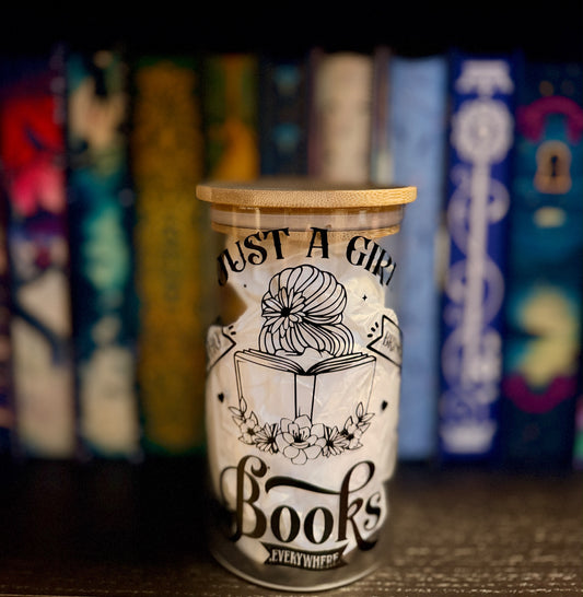 TBR/Stack of books jar "Just a girl...."